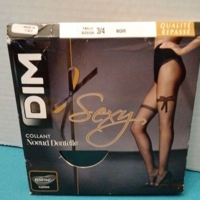 DIM Sexy Black Tights Nylons size Large ( 3/4) with Bow Italy